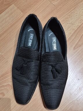 Stacy Adams Black Textured Tassel Loafers